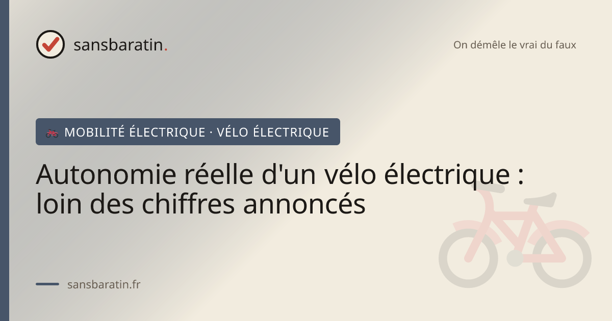 Autonomie réelle d'un vélo électrique : loin des chiffres annoncés