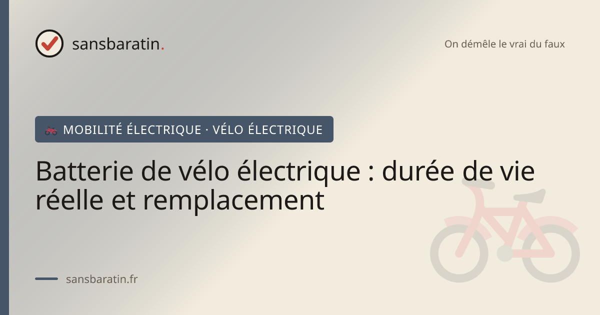 Batterie de vélo électrique : durée de vie réelle et remplacement