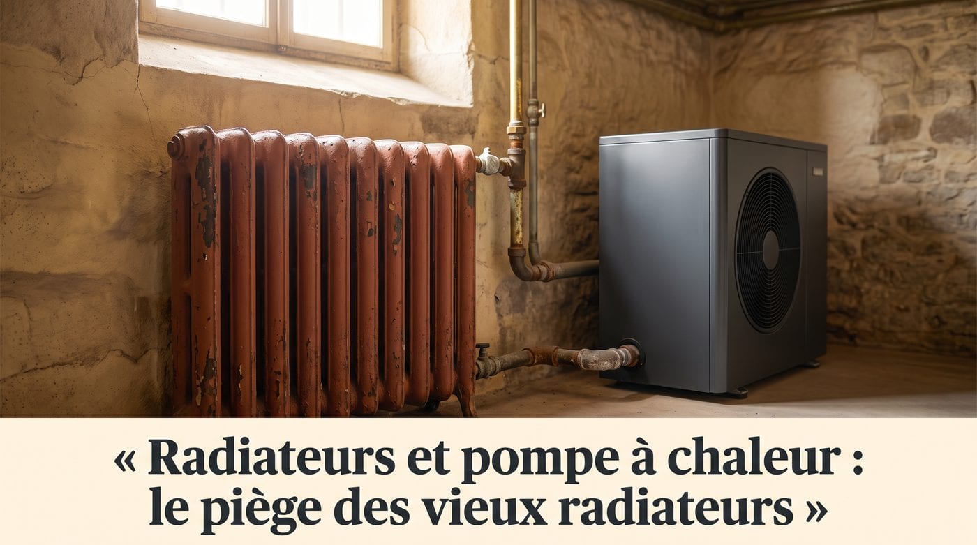 Illustration éditoriale : radiateurs et pompe à chaleur basse température