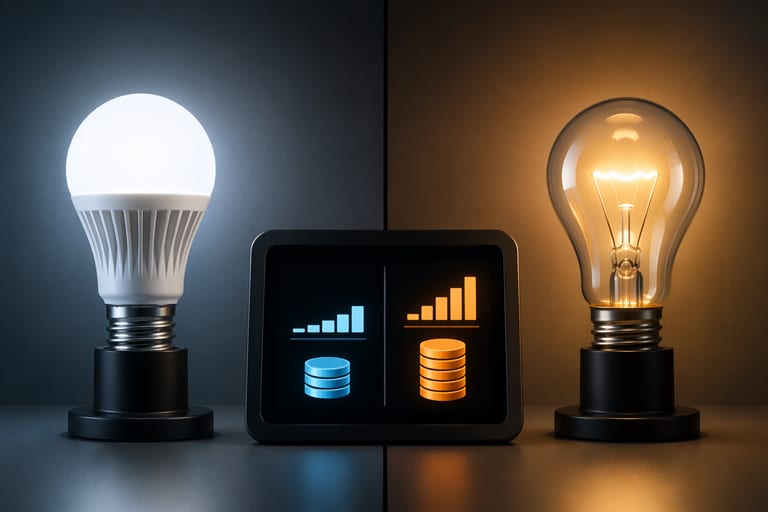 Illustration de couverture : Ampoules LED : l'économie réelle face aux halogènes (calcul en euros)
