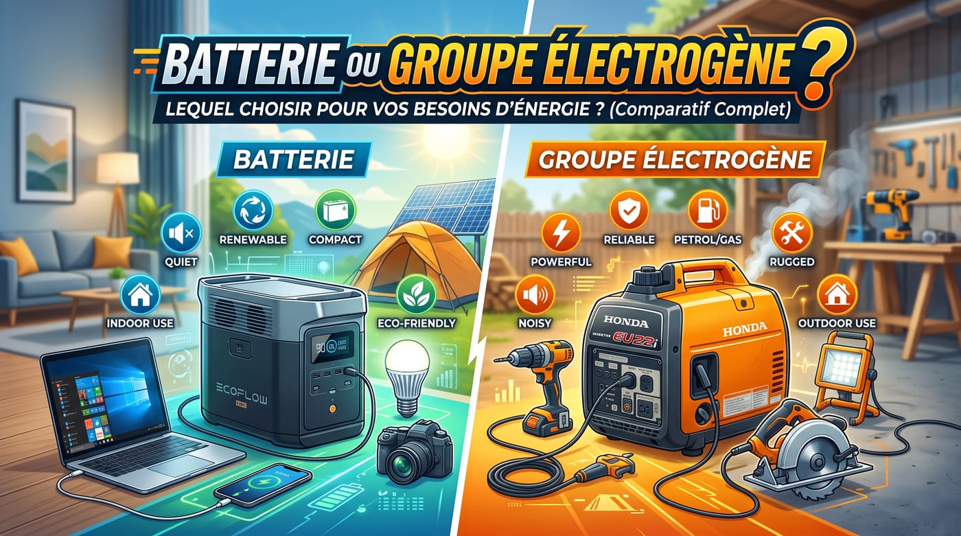 Illustration de couverture : Garder du courant pendant une coupure : batterie ou groupe électrogène ?